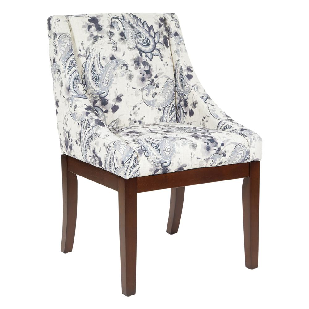 Monarch Dining Chair in Paisley Charcoal with Medium Espresso Wood Legs, MNA-P64