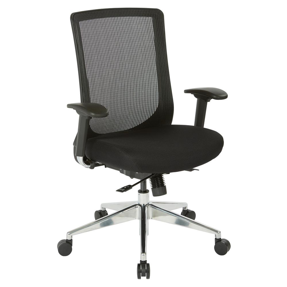 High Back Black Vertical Mesh Chair with Black Fabric Seat, Height Adjustable Arms, Seat Slider, and Angled¬†Chrome Base, 521-3T1P96A8