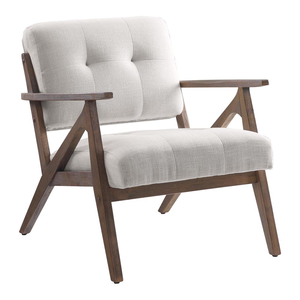 Samuel Armchair in Linen Fabric with Brown Brushed Wood Frame K/D, CA-SM1148-L42