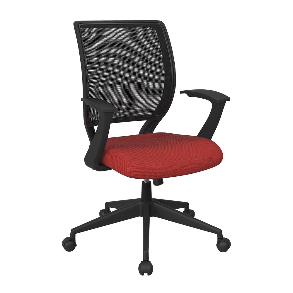 Screen Back Task Chair with "T" Arms in Fun Colors Red fabric, EM51022N-9