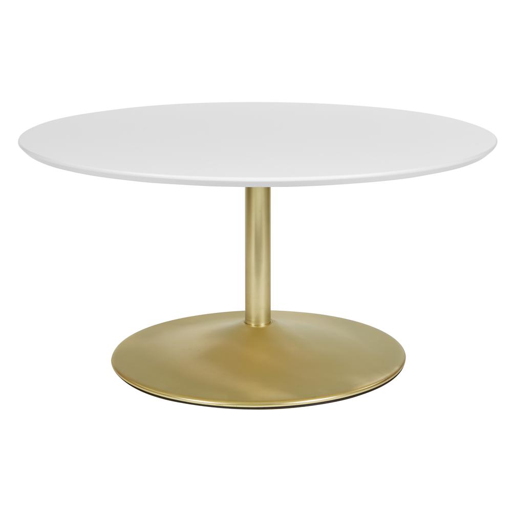 Flower Coffee Table with White Top and Brass Base, FLWA2140-BP