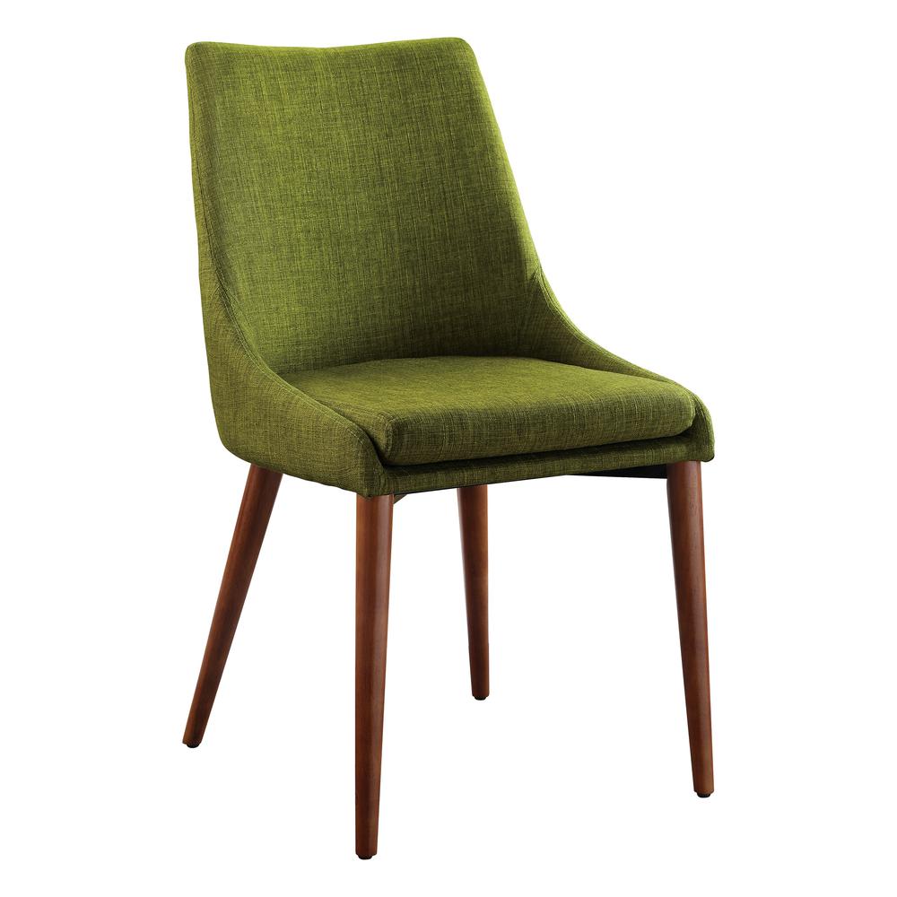 Palmer Mid-Century Modern Fabric Dining Accent Chair in Green Fabric 2 Pack, PAM2-M17