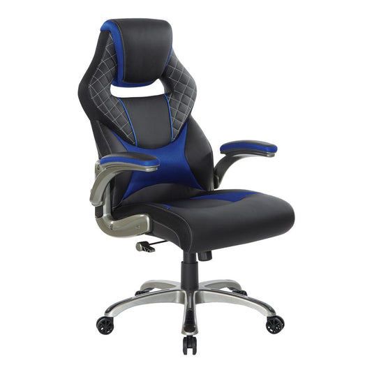 Oversite Gaming Chair in Faux Leather with Blue Accents, OVR25-BL