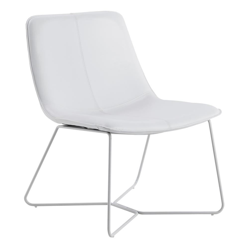 Grayson Accent Chair in White Faux Leather and White Base, GYSW-W32