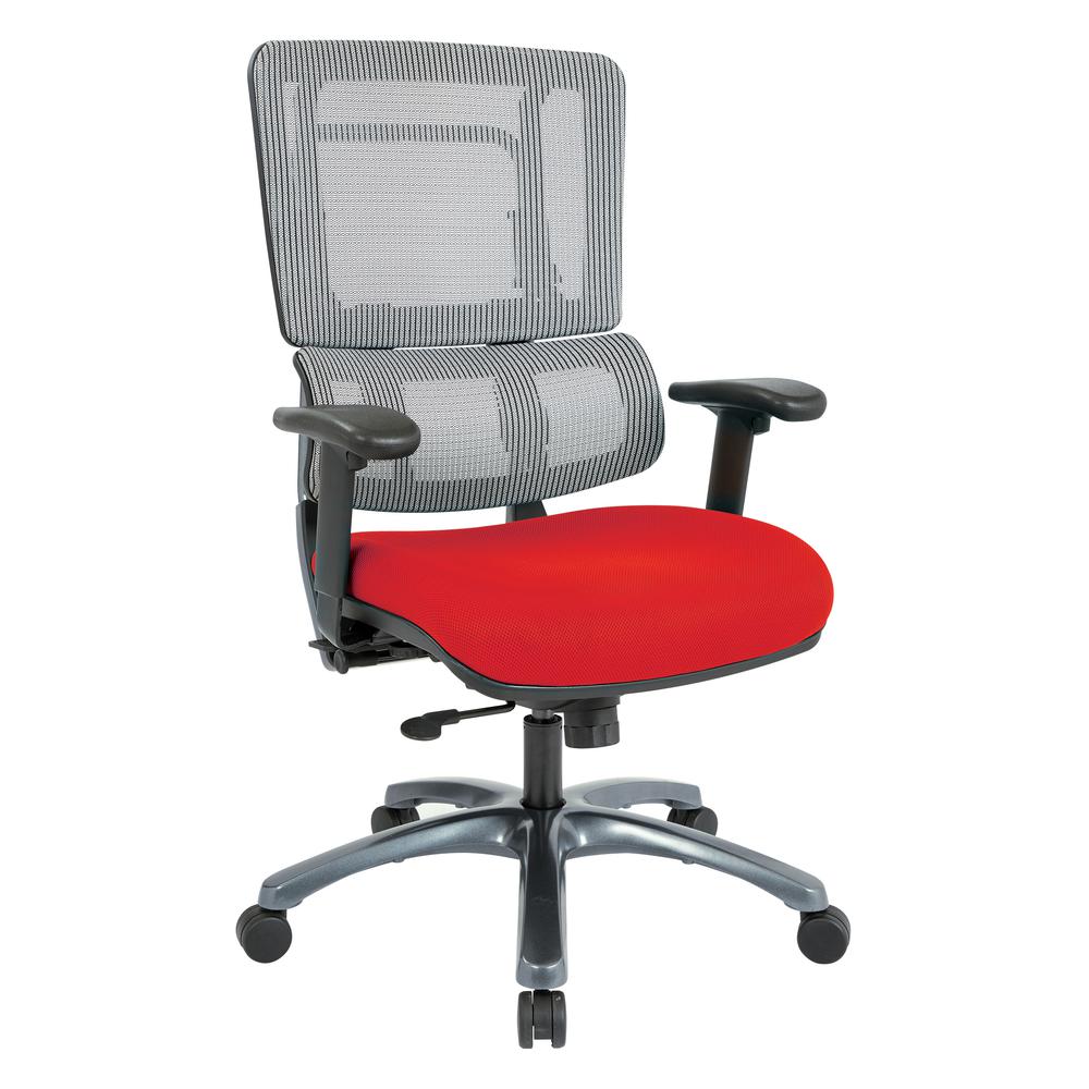 Vertical Grey Mesh Back Chair with Titanium Base and Custom Fabric Seat, 99667T-9