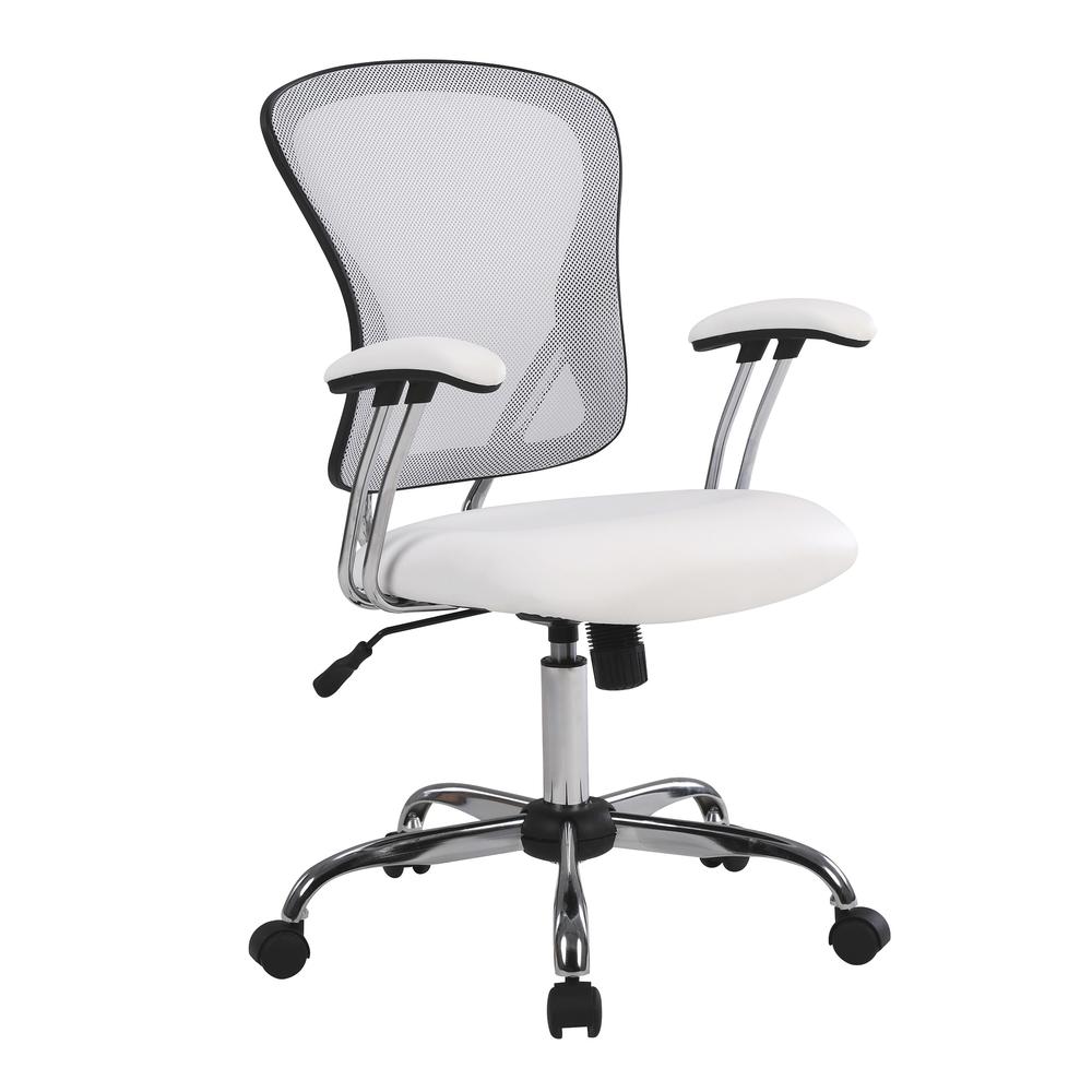 Gianna Task Chair with White Mesh Back and White Faux Leather Seat