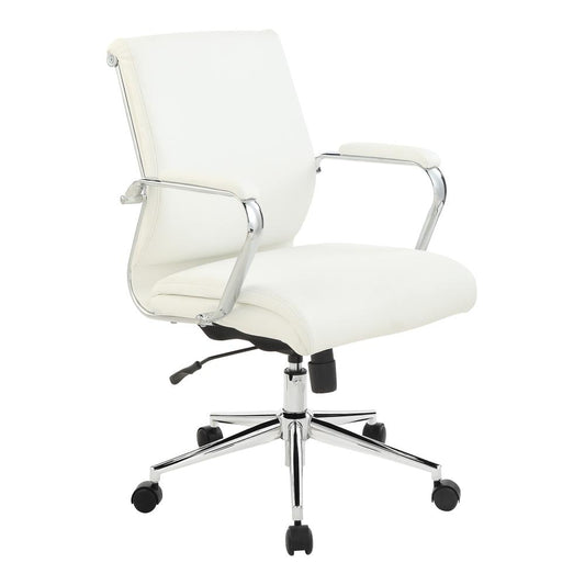 Mid Back Manager's Chair with Dillon Snow Antimicrobial Fabric and Chrome Base