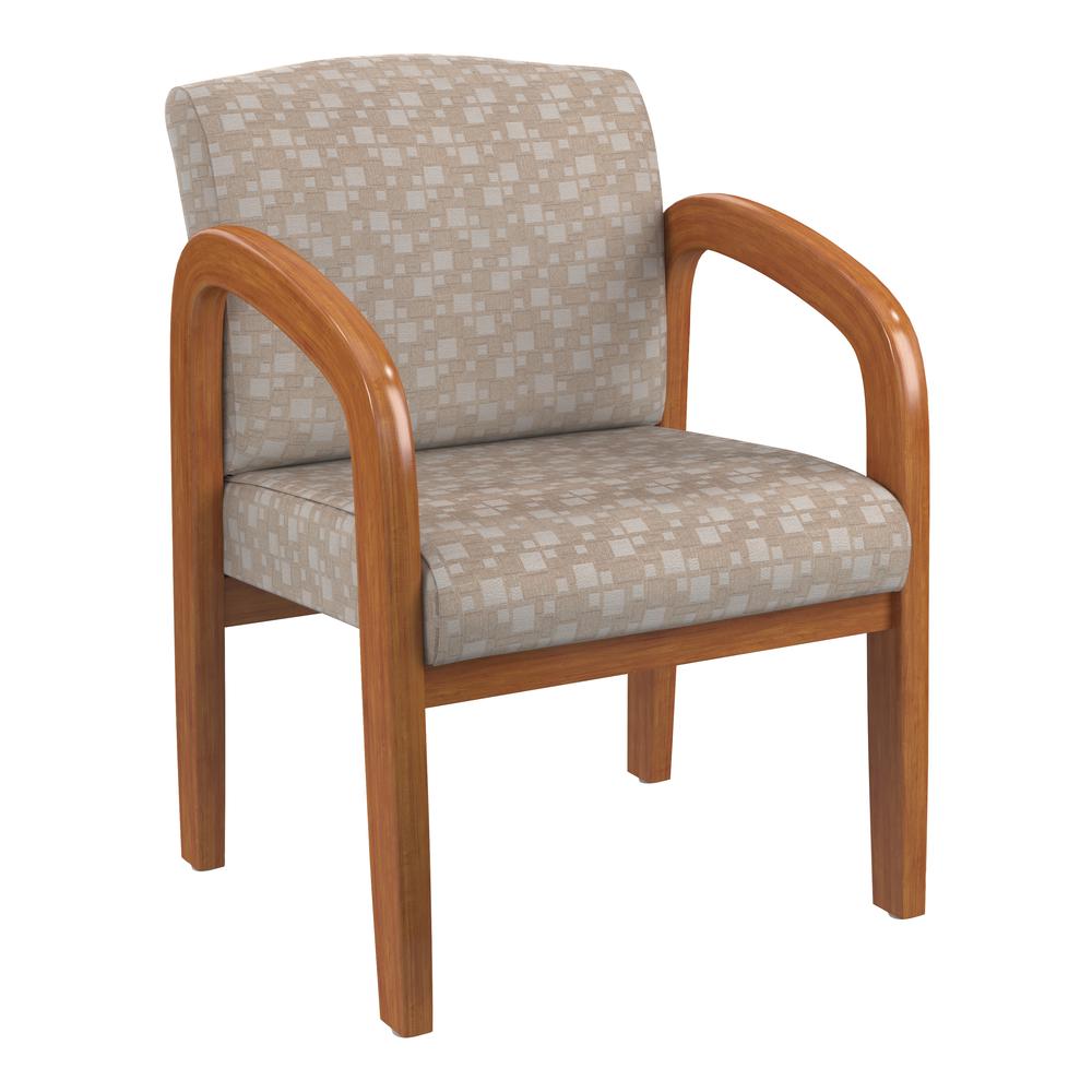 Medium Oak Finish Wood Visitor Chair in City Park Birch fabric, WD380-K106