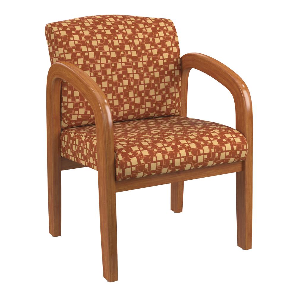 Medium Oak Finish Wood Visitor Chair in City Park Marigold fabric, WD380-K111