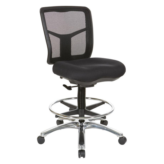 Drafting Mesh Chair in Black with Adjustable Footring Chrome Base, 92583C-30