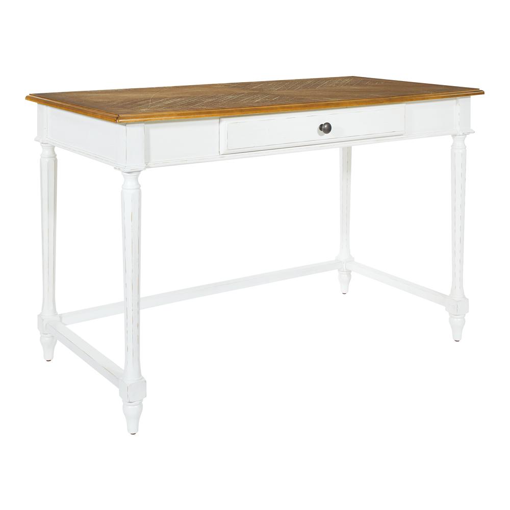 Medford Writing Desk with¬†white distressed faces with natural veneer tops, MED25-DWH