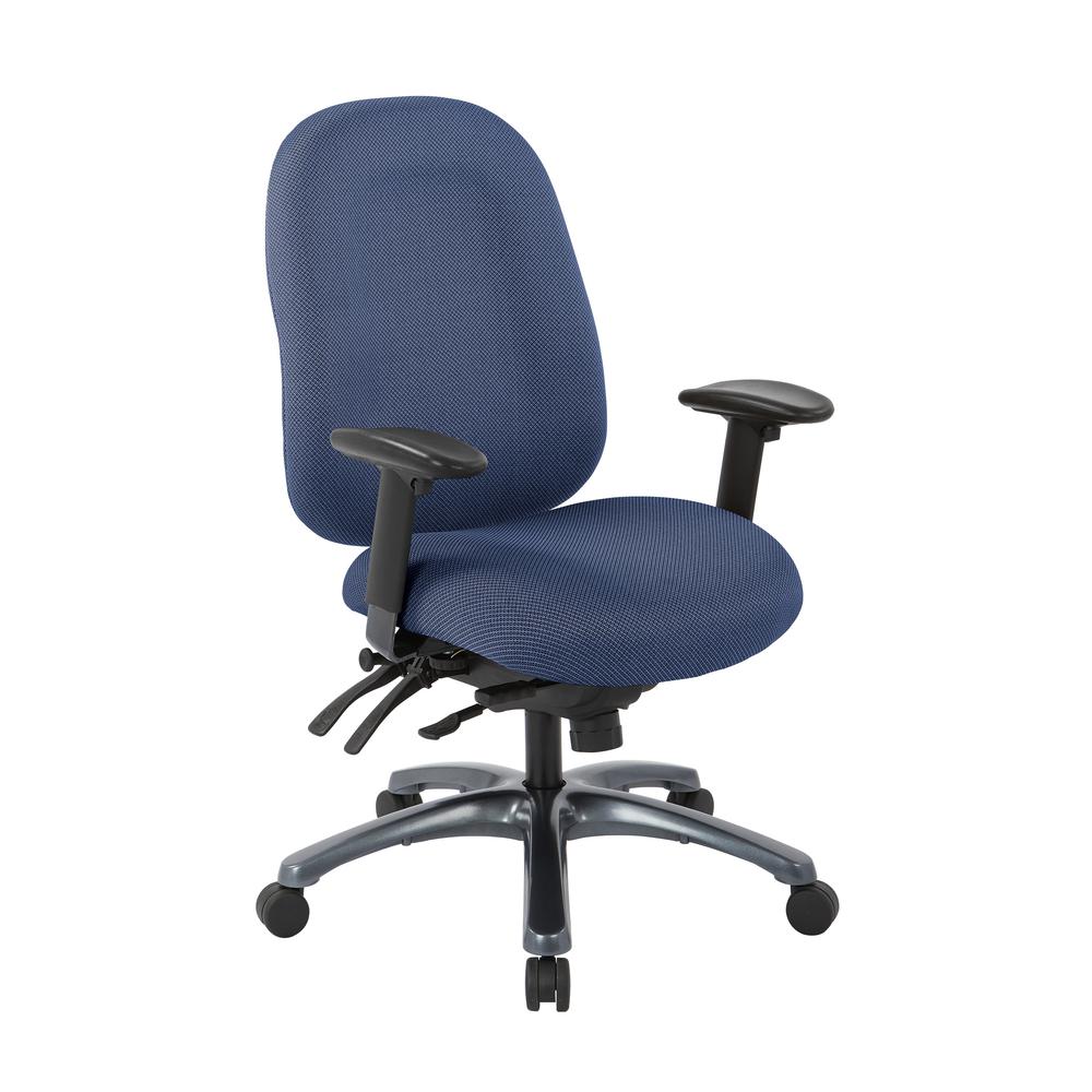 Multi-Function High Back Chair with Seat Slider and Titanium Finish Base in Diamond Blue Galaxy, 8511-296