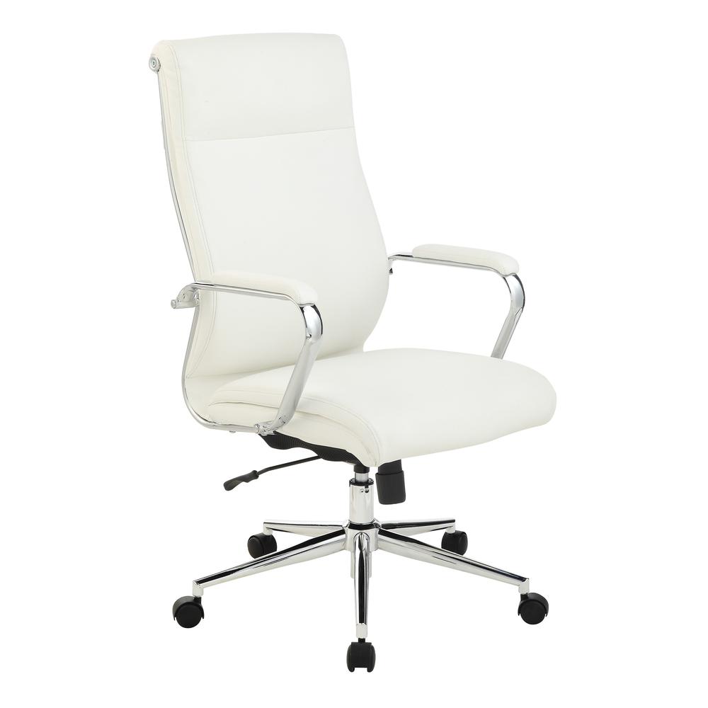 High Back Manager's Chair with Dillon Snow Antimicrobial Fabric and Chrome Base