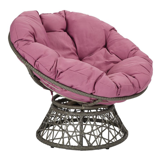 Papasan Chair with Purple cushion and Dark Grey Wicker Wrapped Frame, BF25292-512