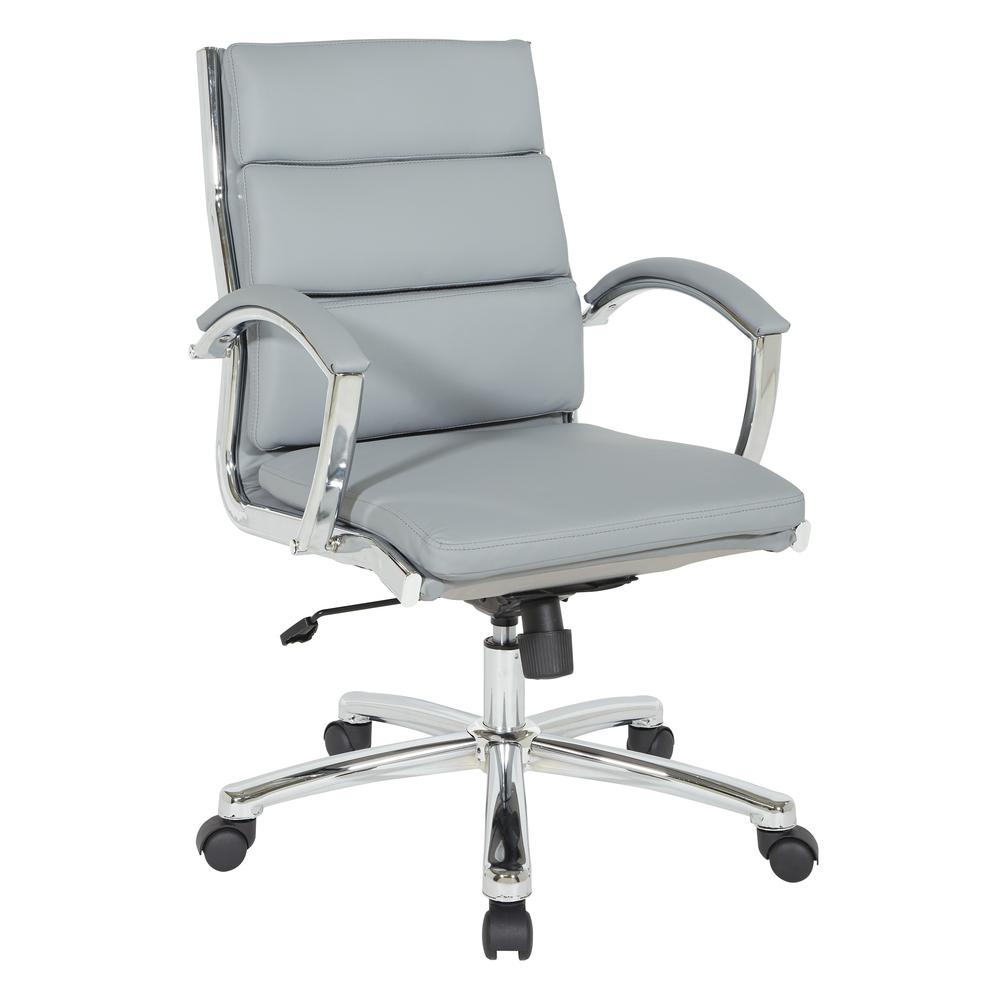 Mid Back Executive Charcoal Grey Faux Leather Chair