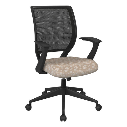 Screen Back Task Chair with "T" Arms in City Park Birch fabric, EM51022N-K106