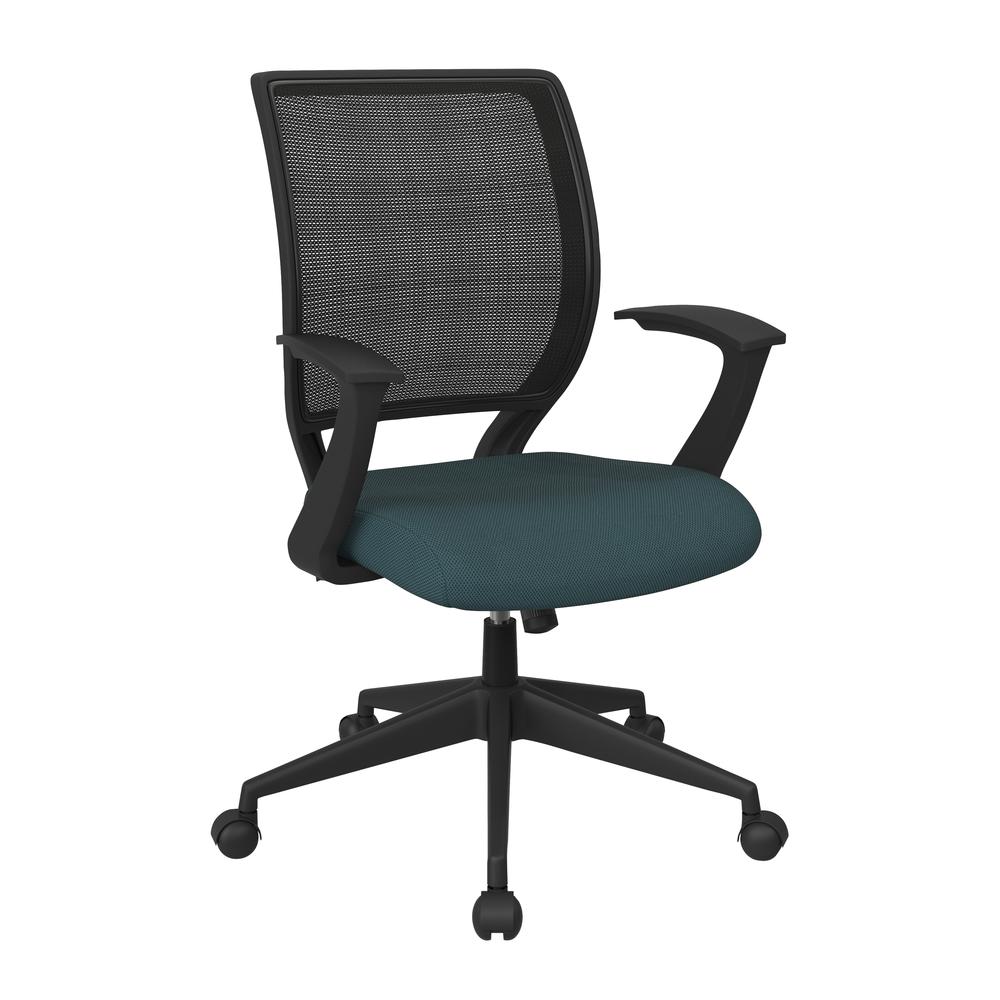 Screen Back Task Chair with "T" Arms in Fun Colors Blue fabric, EM51022N-7