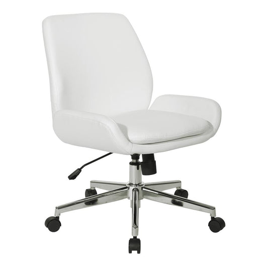 White Faux Leather Chair with Chrome Finish Base, FL61903C-U11