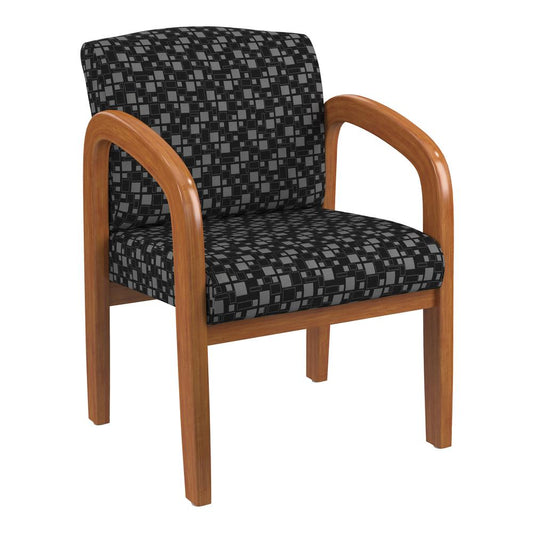 Medium Oak Finish Wood Visitor Chair in City Park Domino fabric, WD380-K107