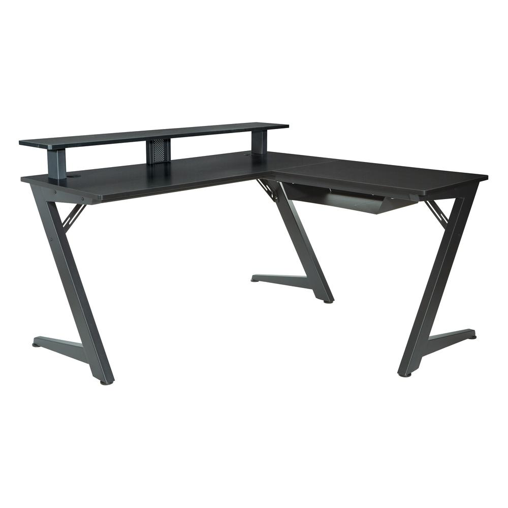 Avatar Battlestation L-Shape Gaming Desk with Carbon Top and Matte Black Legs, AVA25-BLK