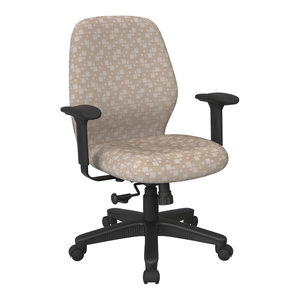 Mid Back 2-to-1 synchro Tilt Chair with 2 -Way Adjustable Soft padded Arms in City Park Birch fabric, 3121-K106