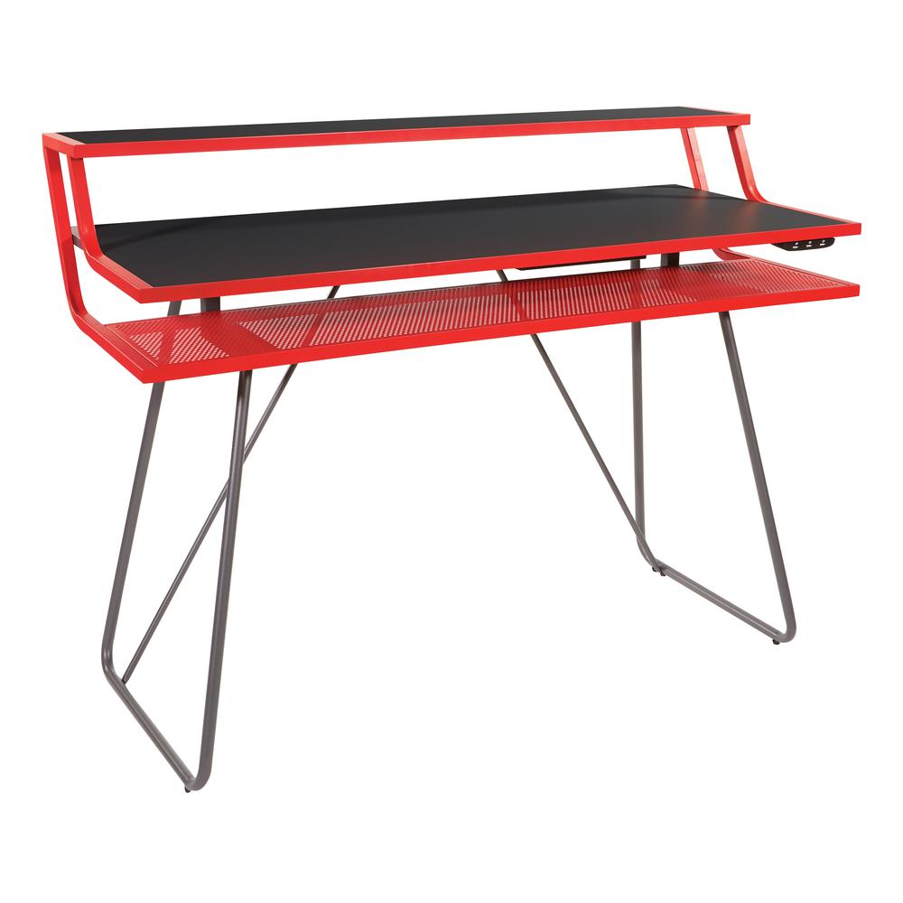 Glitch¬†Battlestation Gaming Desk in Red, GLI25-RD