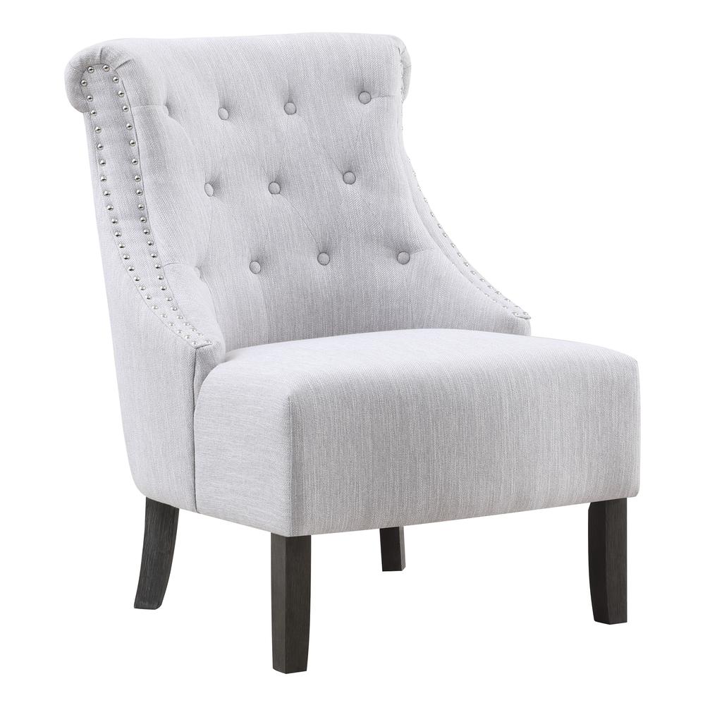 Evelyn Tufted Chair in Fog Fabric with Grey Wash Legs, SB586-F51