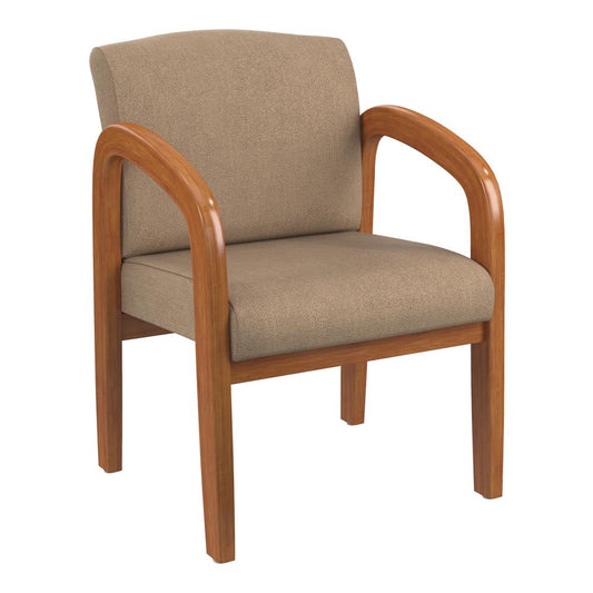 Medium Oak Finish Wood Visitor Chair in Twilight Angora fabric, WD380-K014