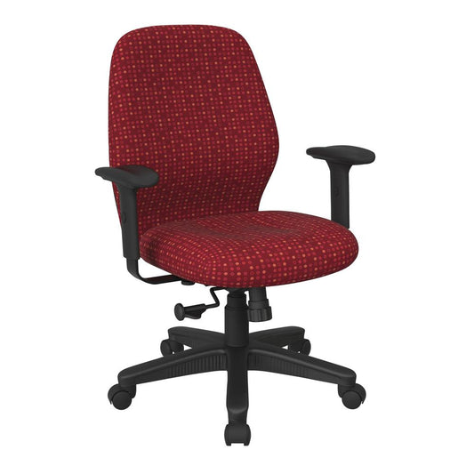 Mid Back 2-to-1 synchro Tilt Chair with 2 -Way Adjustable Soft padded Arms in Fine Tune Ruby fabric, 3121-K114