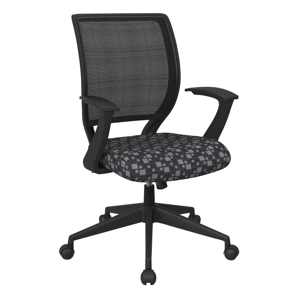 Screen Back Task Chair with "T" Arms in City Park Steely fabric, EM51022N-K108