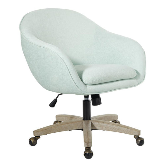 Nora Office Chair in Mint Fabric with Grey Brush Wood Base KD, NRA26-M75