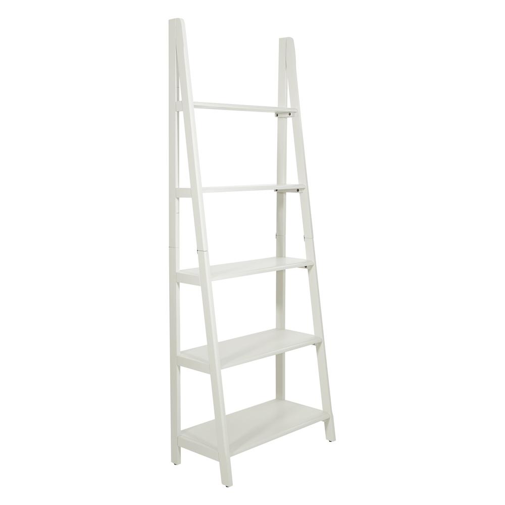 Brookings Ladder Bookcase in White Finish, BKS21-WH