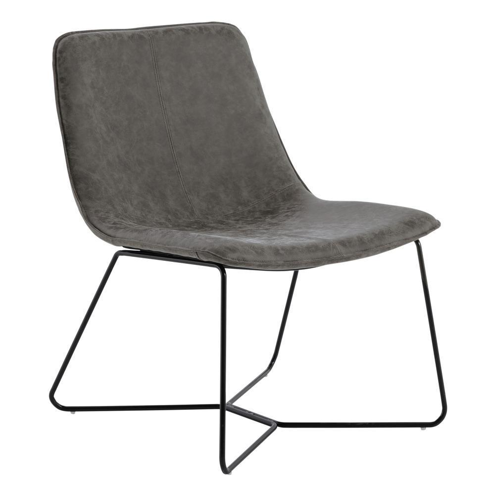 Grayson Accent Chair in Charcoal Faux Leather with Black Base, GYSB-P47