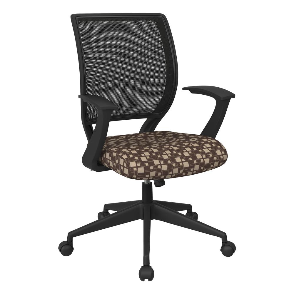 Screen Back Task Chair with "T" Arms in City Park Walnut fabric, EM51022N-K110