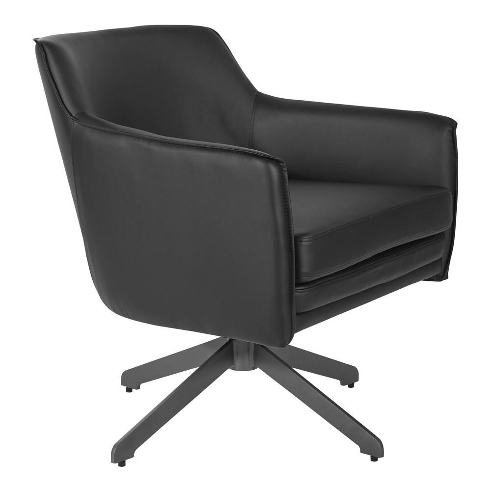 Faux Leather Guest Chair in Black Faux Leather with Black Base, FLH5974BK-U6