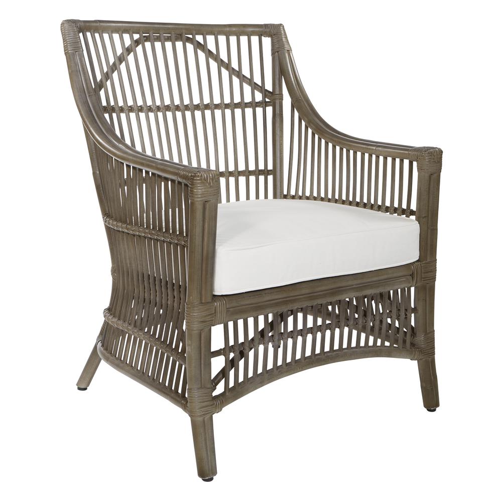 Maui Chair with Cream Cushion and Grey Washed Rattan Frame, MAU-GRY