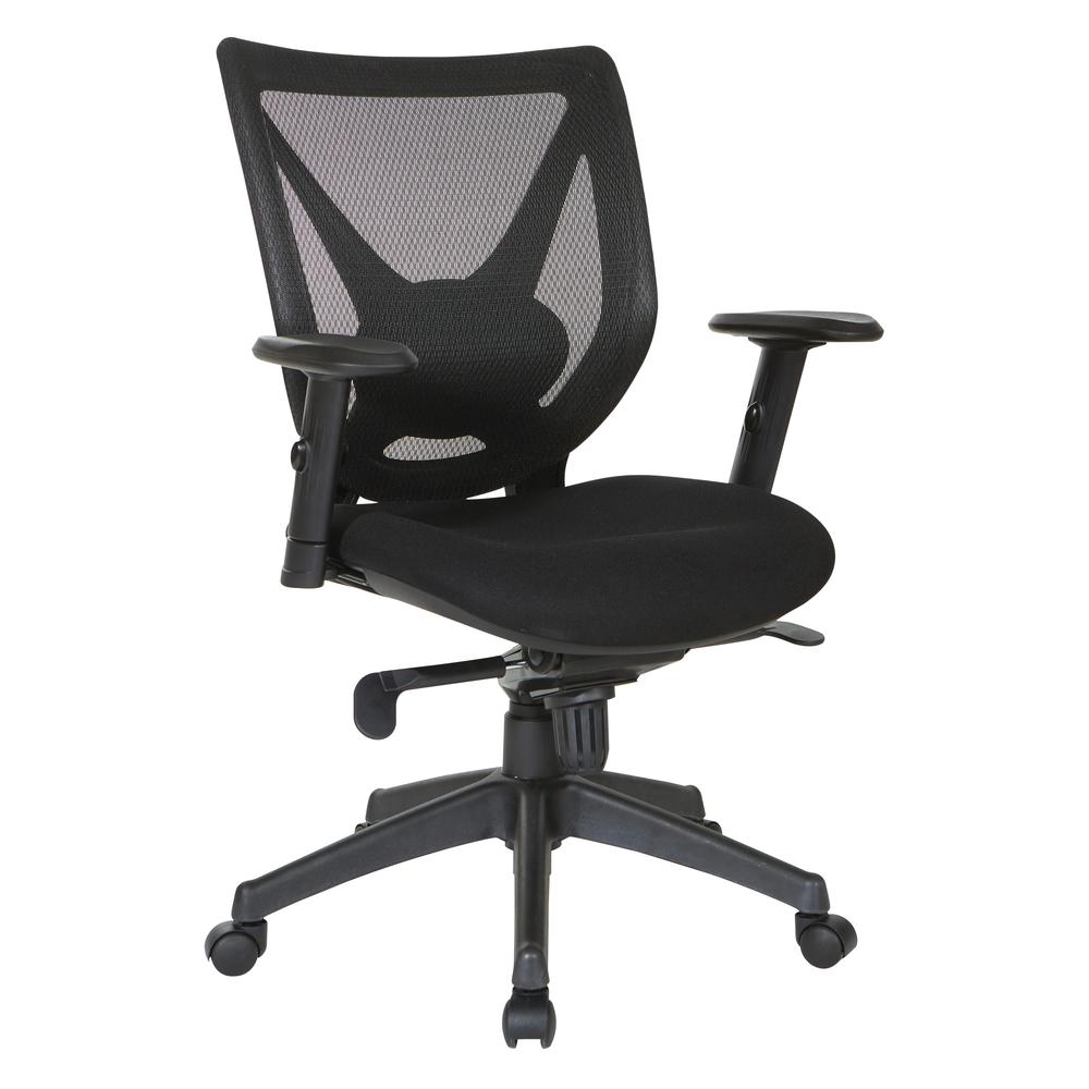 Black Screen Back Chair with Black Fabric KD, EM98880-F3