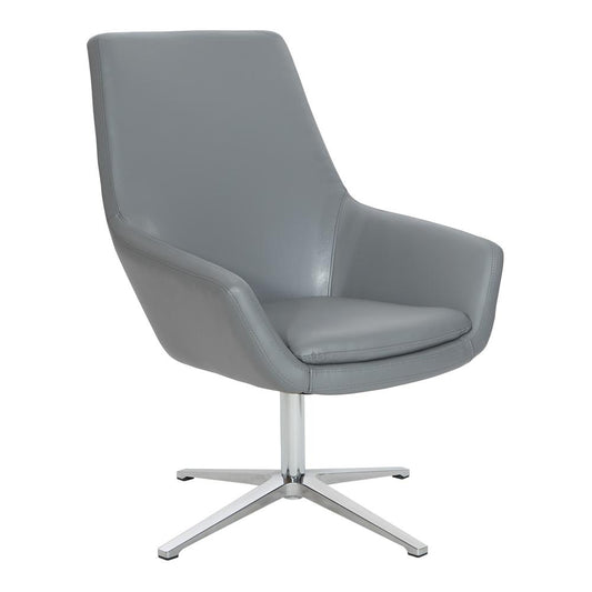 Modern Scoop Office Chair in Charcoal Grey Faux Leather with Aluminum Base, FL80228AL-U42