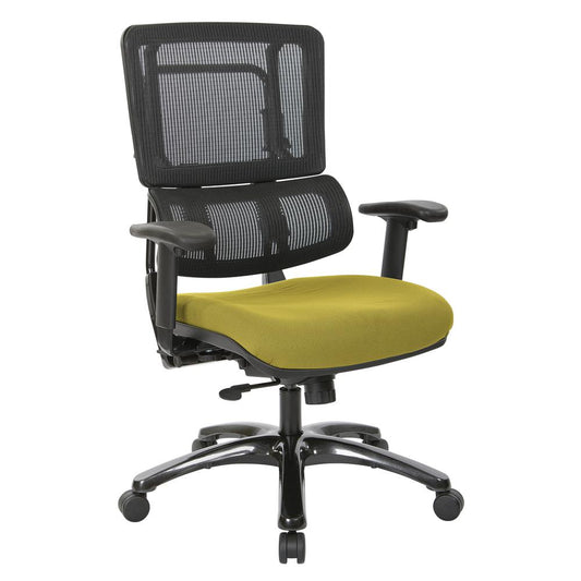 Vertical Black Mesh Back Chair with Shiny Black Base and Custom Fabric Seat, 99663B-5879