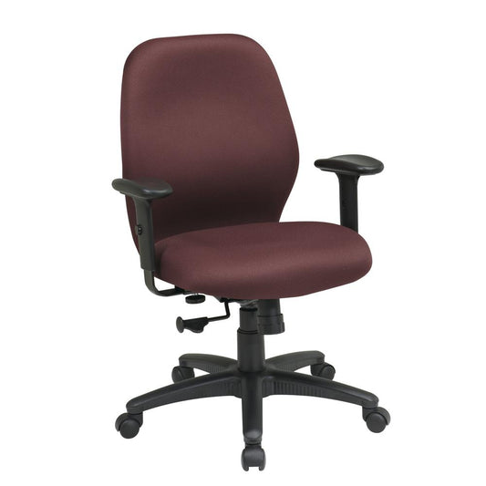 Mid Back 2-to-1 synchro Tilt Chair with 2 -Way Adjustable Soft padded Arms in Icon Burgundy fabric, 3121-227