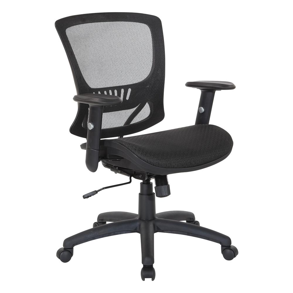 Mesh Screen Seat and Back Manager's Chair with Height Adjustable Arms and Nylon Base, EM98910-3