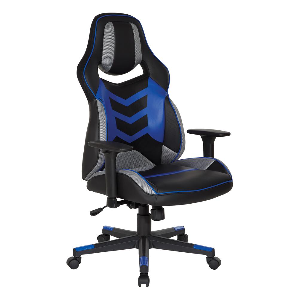 Eliminator Gaming Chair in Faux Leather with Blue Accents, ELM25-BL