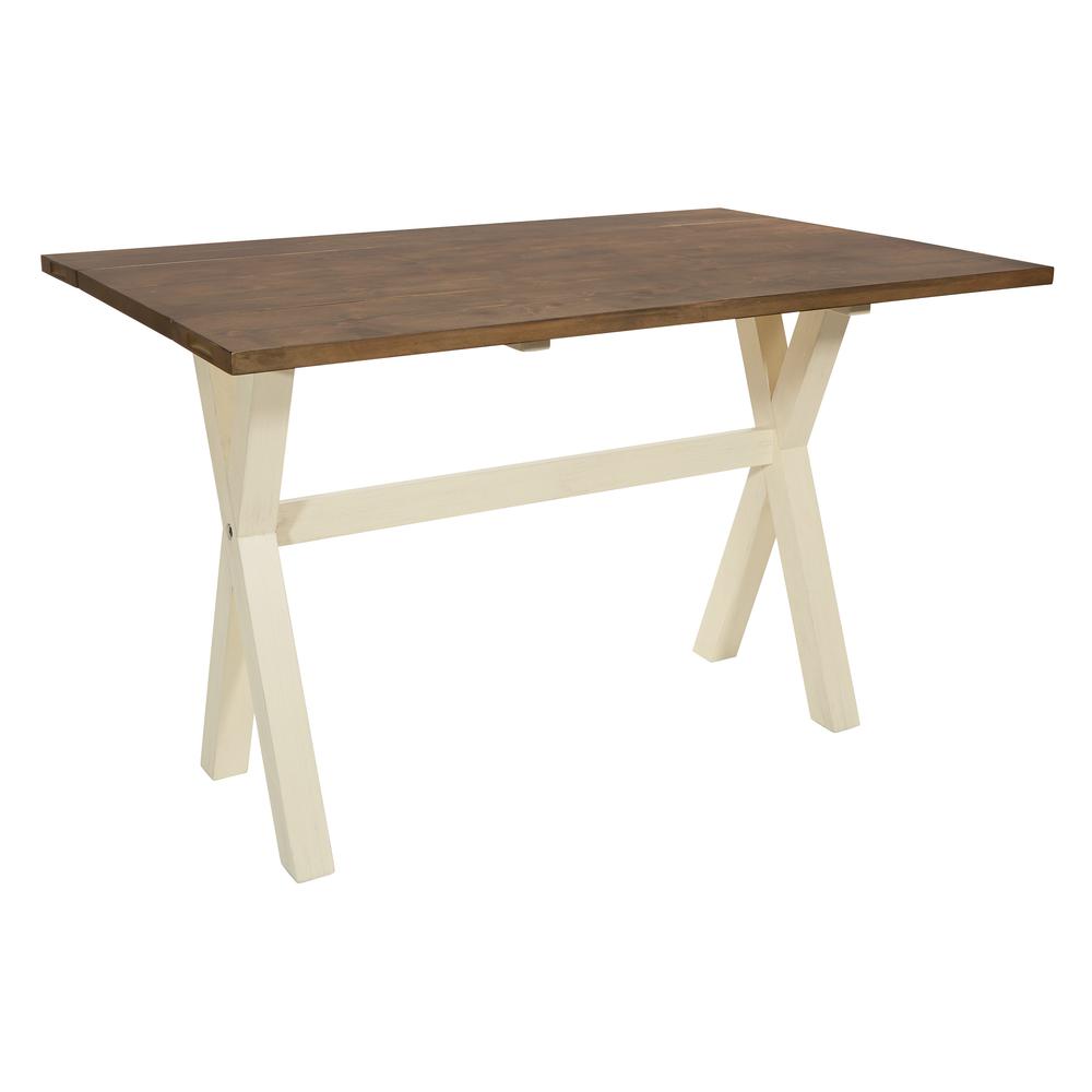 Albury Flip Top Table with Antique White Base and Wood Stain Top KD, ABR6578-AW