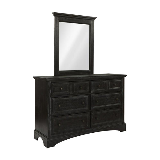 Farmhouse Basics Dresser and Mirror Set in Rustic Black 3/CTN, BP-4200-0203B