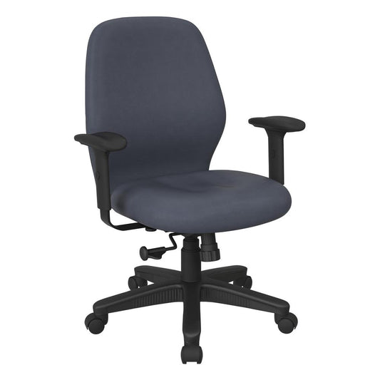 Mid Back 2-to-1 synchro Tilt Chair with 2 -Way Adjustable Soft padded Arms in Dillon Blue fabric, 3121-R105