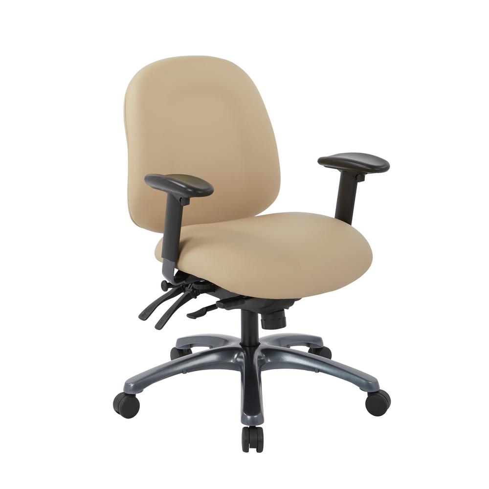 Multi-Function Mid Back Chair with Seat Slider and Titanium Finish Base in Dillon Buff, 8512-R104