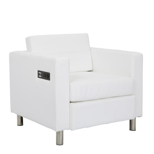 Atlantic chair with Single Charging Station in Dillon Snow Fabric K/D, ATL51-R101