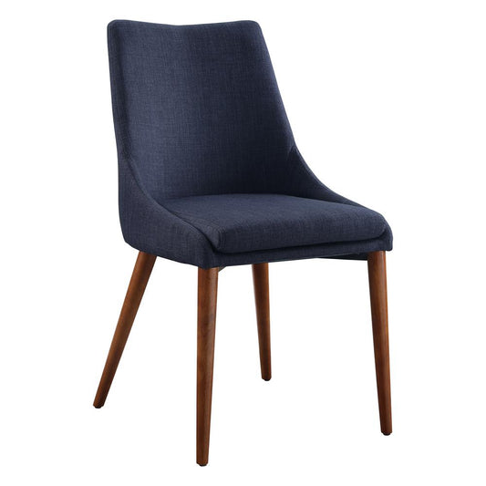 Palmer Mid-Century Modern Fabric Dining Accent Chair in Navy Fabric 2 Pack, PAM2-M19