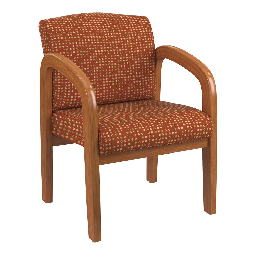 Medium Oak Finish Wood Visitor Chair in Fine Tune Tangelo fabric, WD380-K105