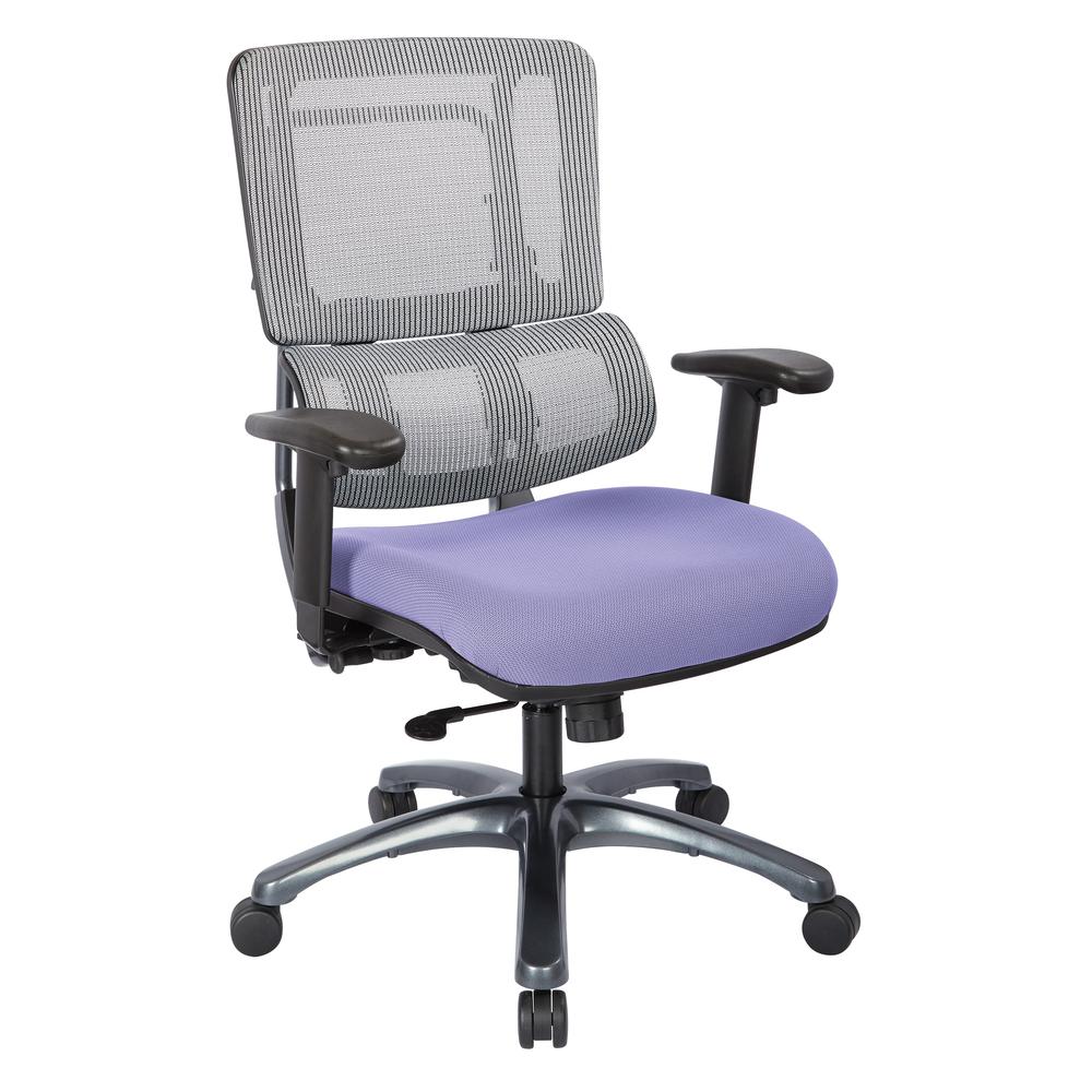 Vertical Grey Mesh Back Chair with Titanium Base and Custom Fabric Seat, 99667T-5819